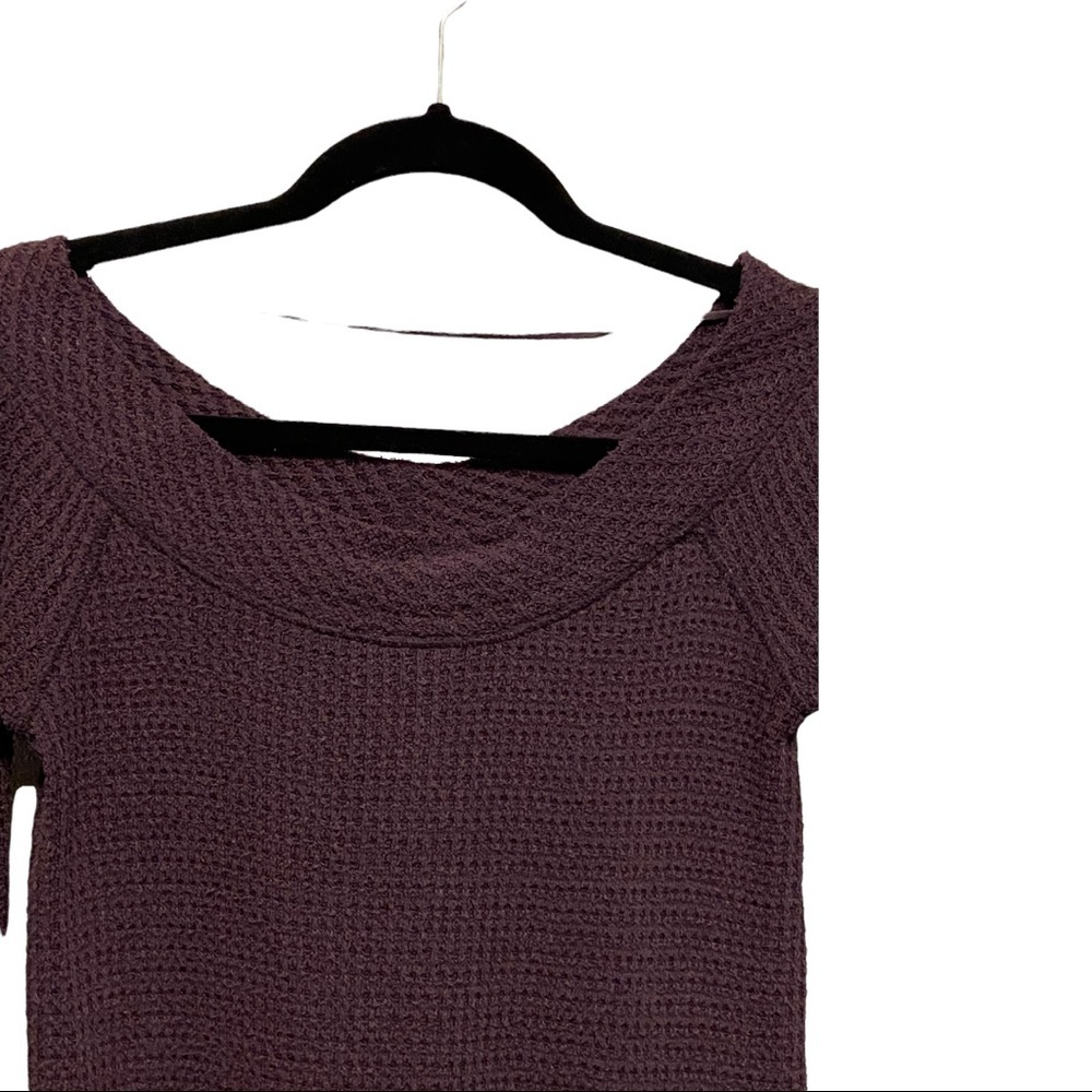 Free People Plum Purple Waffle Long Sleeve Long Cuff Tunic Top 4598 - Picture 3 of 8